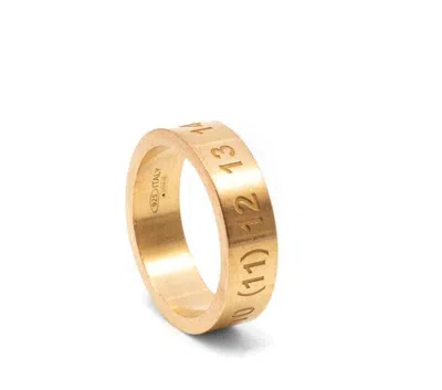 Pre-owned Maison Margiela Aw22  Number Logo Thick Ring Gold M