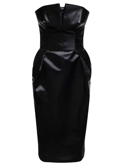 Maison Margiela Back Sleeveless Bustier Midi Dress In Acetate Woman In Black