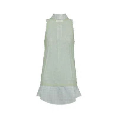 Maison Margiela Back To Front Check Shirt Woman Pale Green And Light Green In Blue