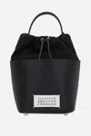 Maison Margiela Mm11 Grained Leather 5ac Bucket Bag With Chain Shoulder Stra In Black