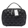 Maison Margiela 'glam Slam Medium' Black Shoulder Bag With Quilted Design And Logo Tag In Black