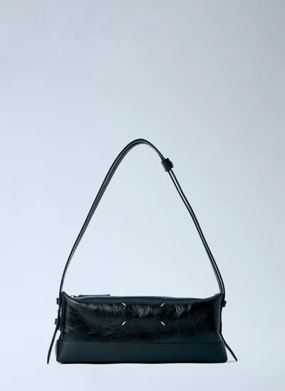 Maison Margiela Baguette Small Wrinkled Glossy Bag In Black