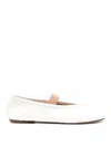 Maison Margiela Ivory Lamb Leather Ballerinas With Delicate Instep Strap In White