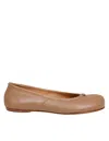 Maison Margiela Pink Balletina Shoes With Tabi Toe And Single Stitch Logo In Leather Woman In Brown