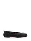 Maison Margiela Black Leather Tabi Ballerinas With Signature Detailing In Black