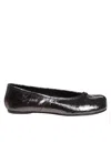 Maison Margiela Ballet Black Shiny Leather Ballet Flats In Grey