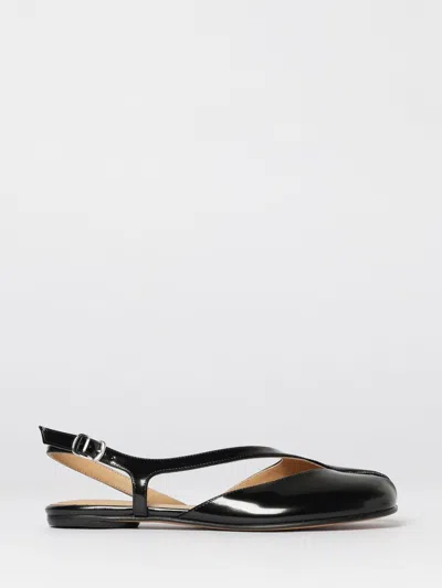 Maison Margiela Tabi Split-toe Leather Slingback Flats In Black