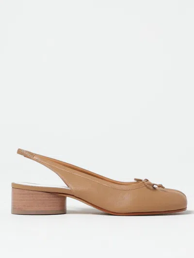 Maison Margiela 30mm Tabi Leather Slingback Ballerinas In Beige