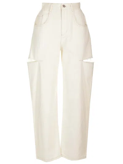 Maison Margiela Denim Jeans With Slash Details Woman White