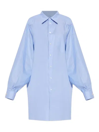 Maison Margiela Balloon-sleeve Cotton Shirt In Blue