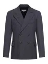 Maison Margiela Barathea Striped Wool Blazer In Blue