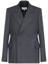 Maison Margiela Barathea Striped Wool Blazer In Grey