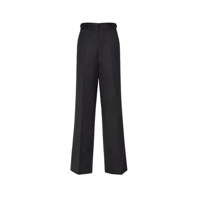 Maison Margiela Barathea Wool Trousers Man Blue In Black
