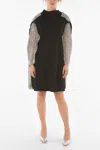 Maison Margiela Beaded Sequined Back And Sleeve Midi Dress In Black