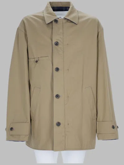 Maison Margiela Beige Sports Jacket With Classic Collar And Button-down Front In Brown