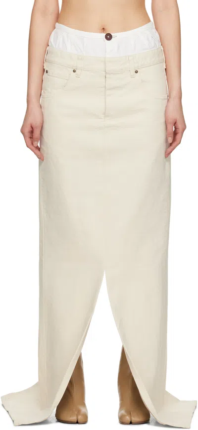 MAISON MARGIELA BEIGE 'ANONYMITY OF THE LINING' DENIM MAXI SKIRT