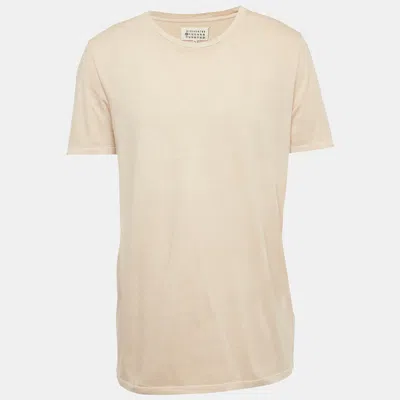 Pre-owned Maison Margiela Beige Cotton Knit Crew Neck T-shirt Xl In Sand