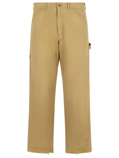 Maison Margiela Beige Cotton Pants Men In Brown