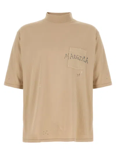 Maison Margiela Beige Crewneck T-shirt In Brown