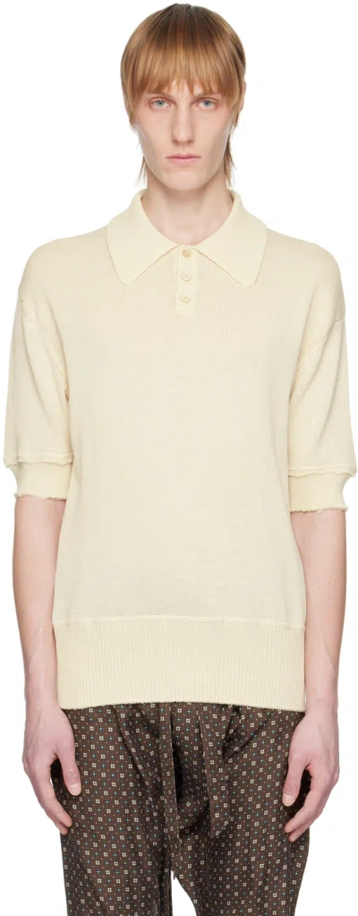 Maison Margiela Beige Knit Polo In 101 Off White