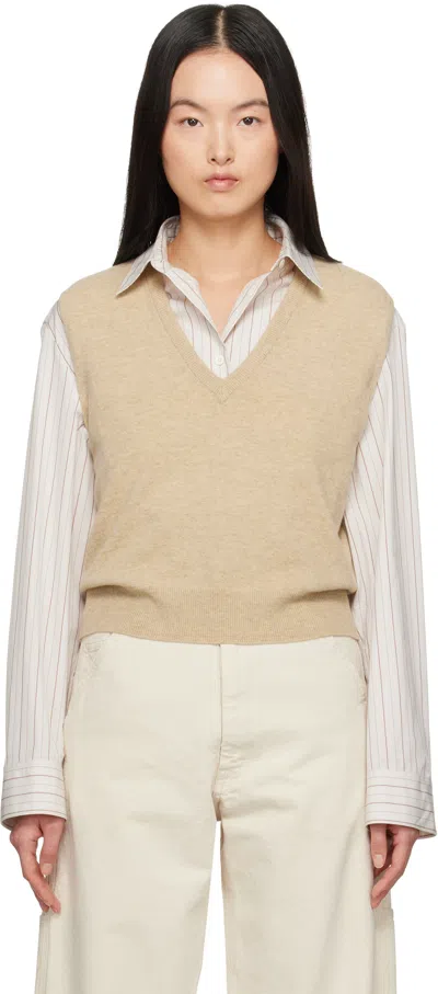 Maison Margiela Beige Knit Vest In 109m Walnut