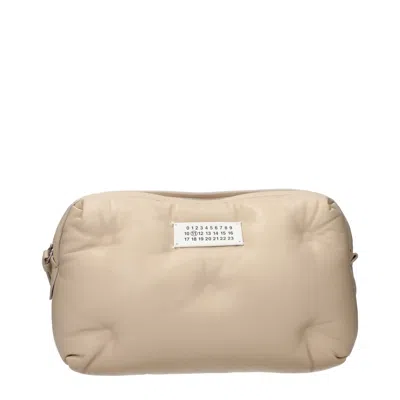 Maison Margiela Beige Leather Clutch Women's Bag In Brown