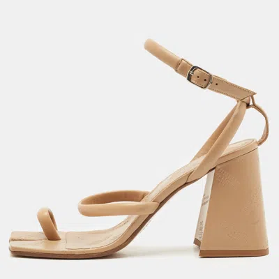 Pre-owned Maison Margiela Beige Leather Square Toe Tabi Sandals Size 40