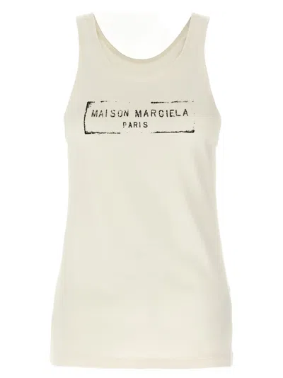 MAISON MARGIELA BEIGE LOGO TANK TOP