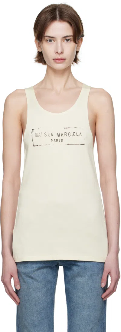 MAISON MARGIELA BEIGE LOGO TANK TOP