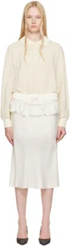 Maison Margiela White Midi Dress With Polo Collar And Gathered Waist