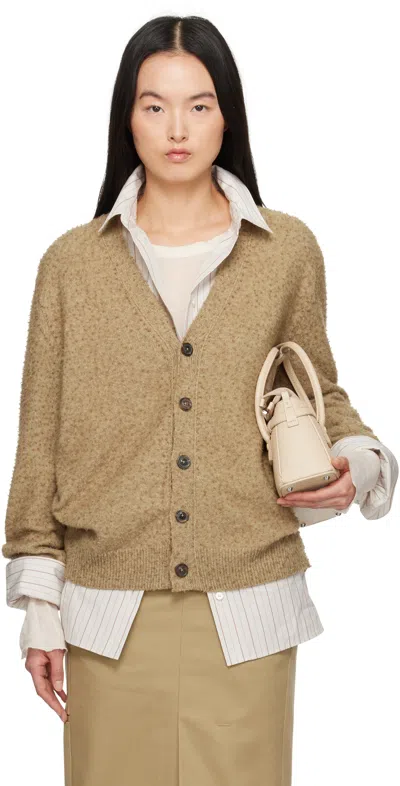 Maison Margiela Beige Pilling Cardigan In 114m Walnut