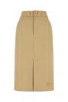 Maison Margiela Cotton Gabardine Midi Skirt Skirts Beige In Camel