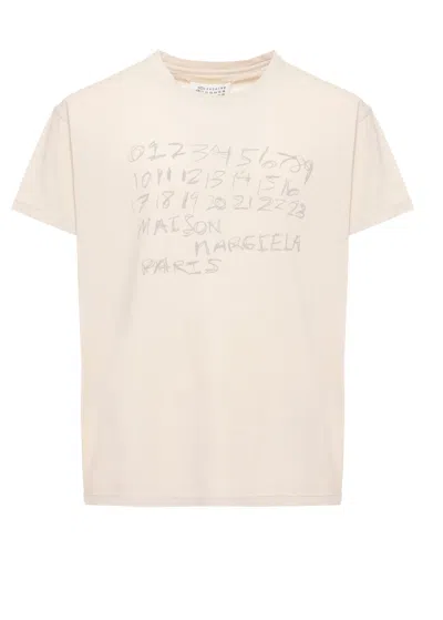 Maison Margiela Cotton Short-sleeve T-shirt With Printed Numbers And Text In Black