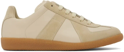 Maison Margiela Beige Replica Sneakers In Ha169 Lamb/papyrus