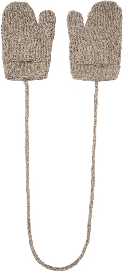 Maison Margiela Beige Shetland Wool Mittens In 001f Beige/light Gre