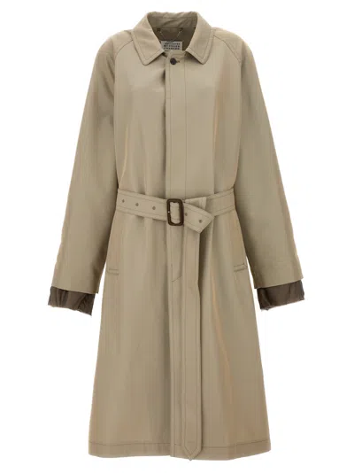 MAISON MARGIELA GREY LAYERED TRENCH COAT WITH BELT