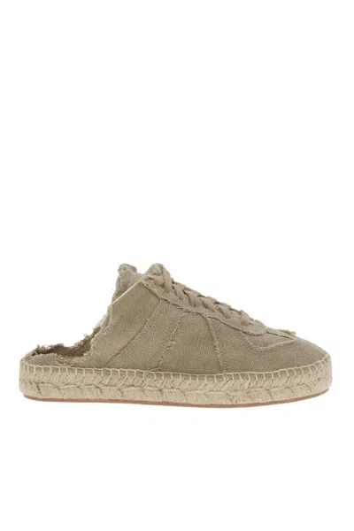 Maison Margiela Lace-up Slip-on Distressed Mules In Nude