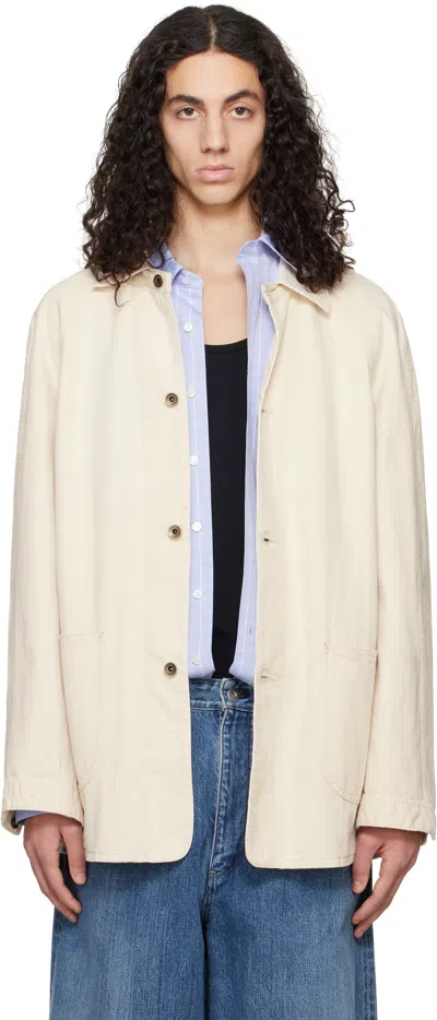 Maison Margiela Beige Sports Denim Jacket In 105m Ecru