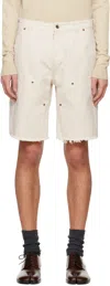 Maison Margiela Beige Stud Denim Shorts In 103 Ecru