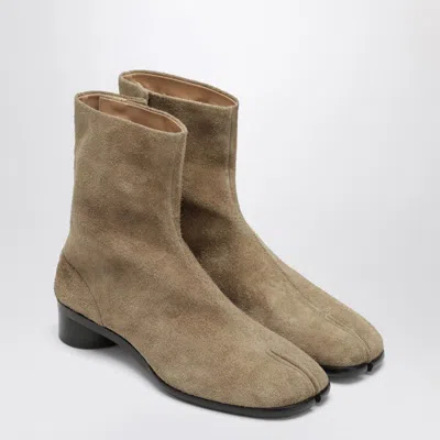 Maison Margiela Beige Suede Tabi Ankle Boots In Brown