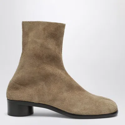 Maison Margiela Beige Suede Tabi Ankle Boots In Brown