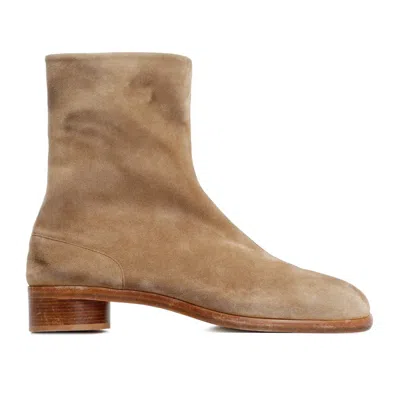 Maison Margiela Beige Suede Tabi Ankle Boots In Neutrals