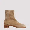 MAISON MARGIELA BEIGE SUEDE TABI ANKLE BOOTS