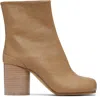 Maison Margiela Beige Tabi Ankle Boots In Brown