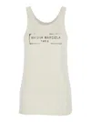 Maison Margiela Beige Top With Wide Neckline And Logo Printed On The Front In Viscose And Cotton Blend Woman