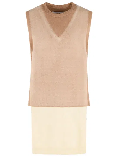Maison Margiela Beige Virgin Wool Vest In Multi
