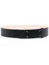 Maison Margiela Grained Four-stitch Belt In Black