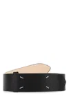 Maison Margiela Leather Belt With Metallic Accents And Punched Holes In Black