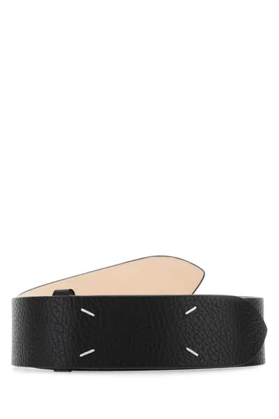 Maison Margiela Textured Calf Leather Regular Belt In Black
