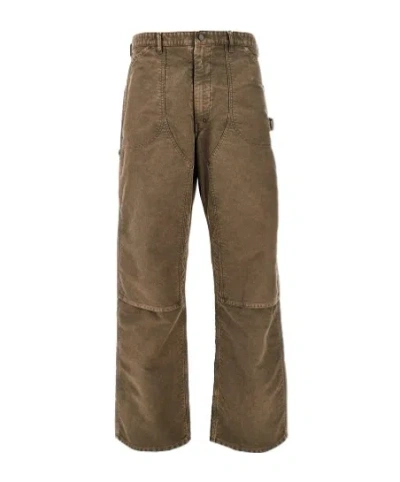 Maison Margiela Faded Effect Cotton Workpants In Green
